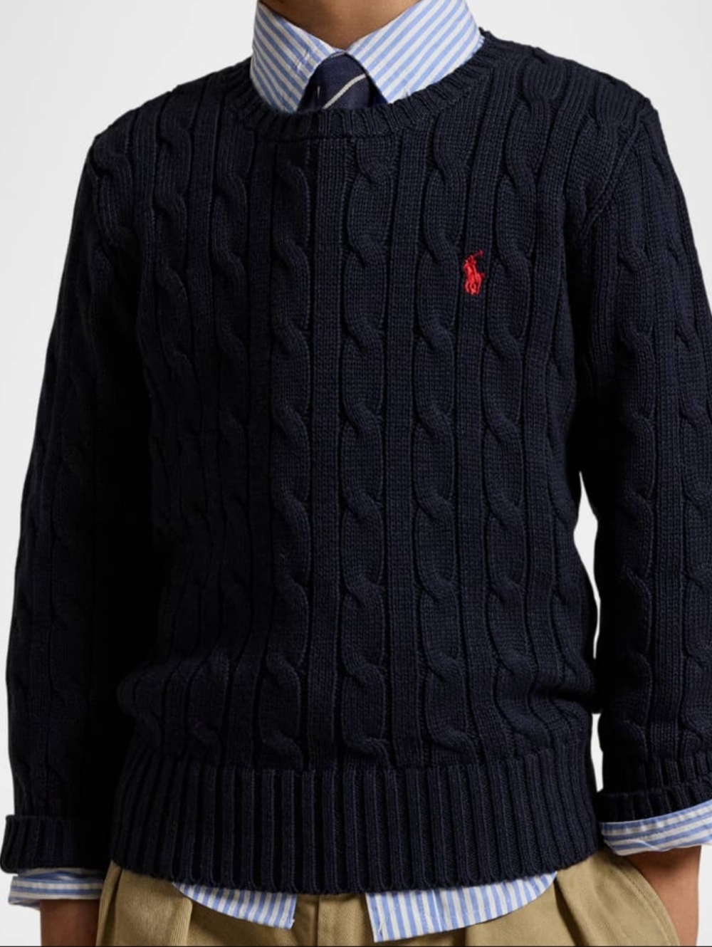 NWT Polo Ralph Lauren Men's Cable Knit Navy Sweater Size XLT TALL
